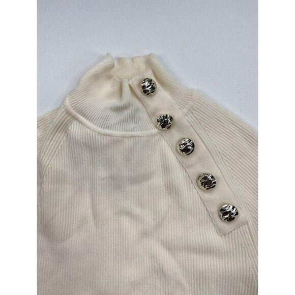 Anne Klein Sweater Top XS White Mock Buttons‎ - Picture 2 of 7